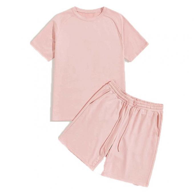 Customizable Pure Colour Oversize T Shirt And Shorts Mens Tracksuit Short Set 2