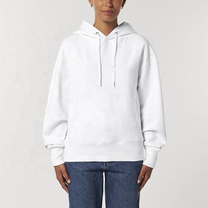 Thick Cotton Heavyweight Oversized Long Sleeve Hoodie White Color 1