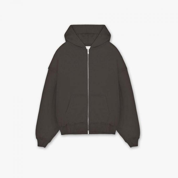 Pure Colour Custom Logo Cotton Sports Wear Men Fleece Zip Up Hoodie Jacket 0