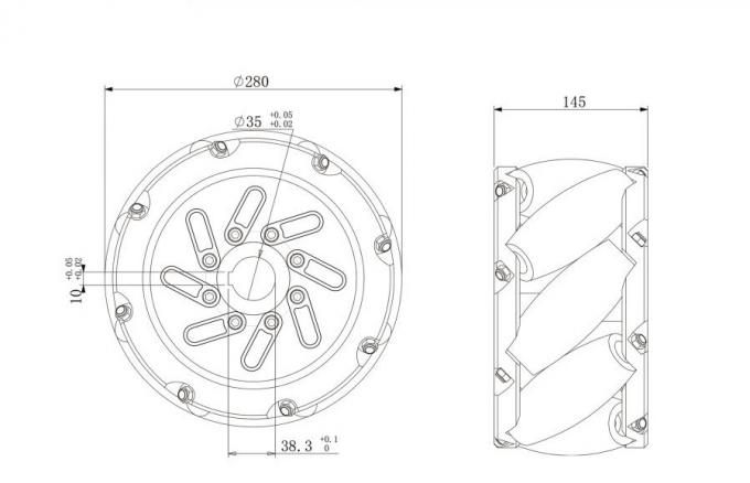                  11 Inch 280mm Heavy Duty Mecanum Wheel              0