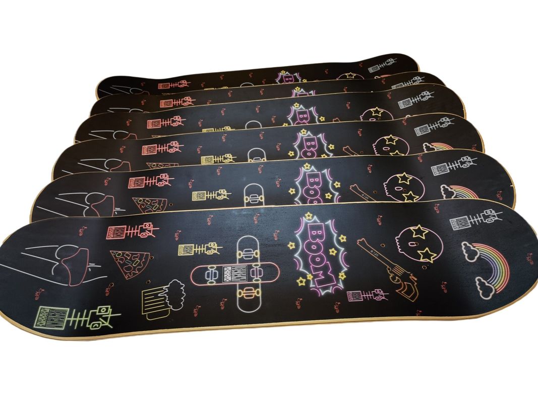 2024 Hot Sales Style 7 Ply Maple Custom Concave Double Kick Professional Long Board Skateboard